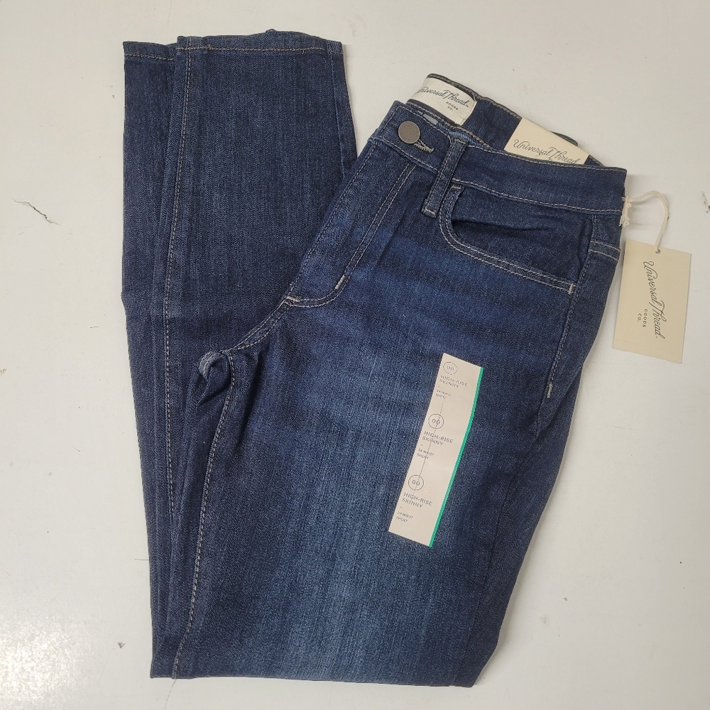 New! Women's Universal Thread High-Rise Skinny Jeans Blue Dusk 00 Short